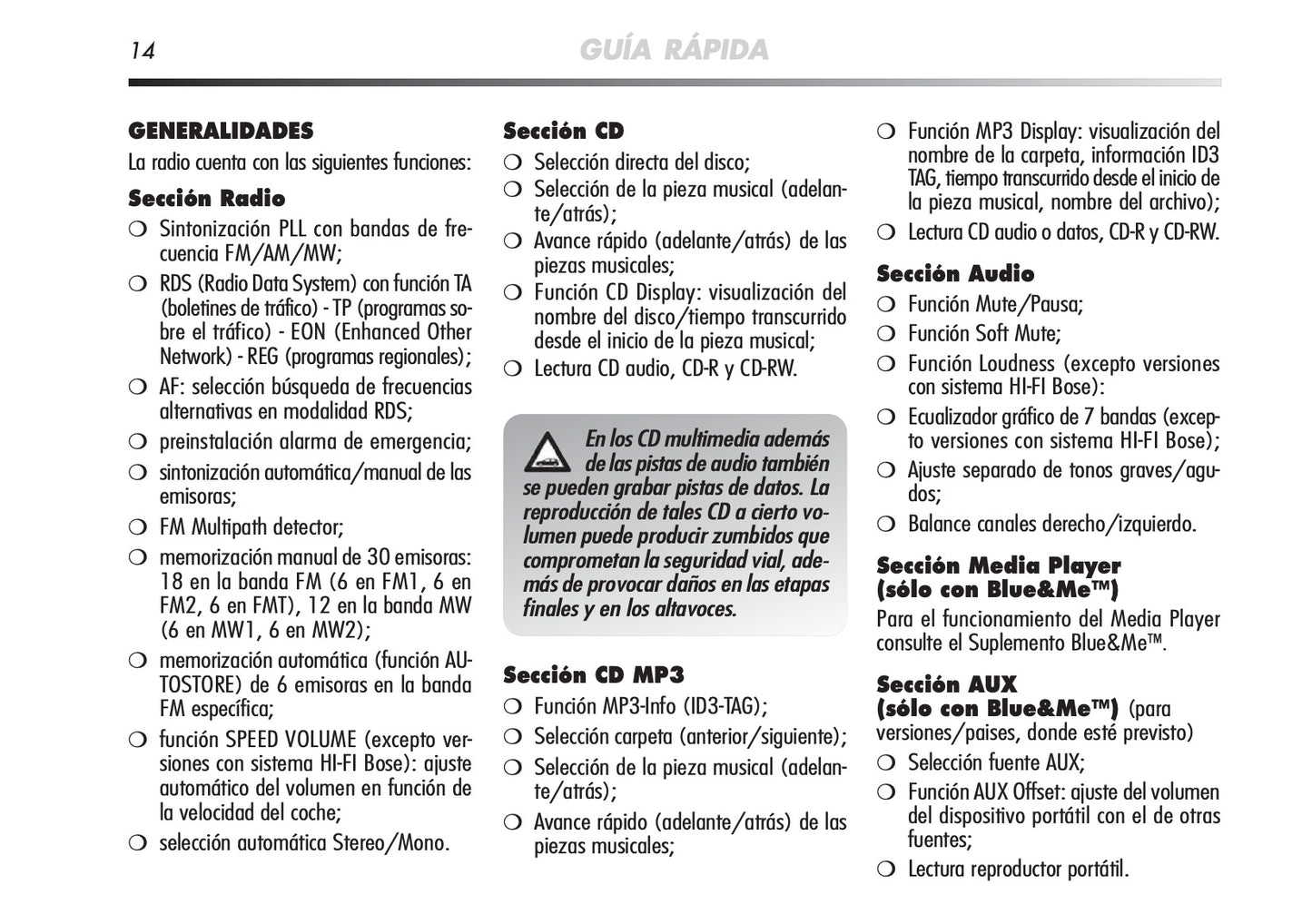 Alfa Romeo Mito Autorradio Instrucciones 2008 - 2014