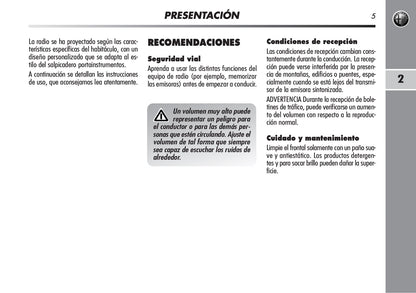 Alfa Romeo Mito Autorradio Instrucciones 2008 - 2014