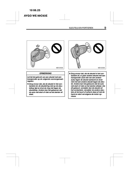 2010-2011 Toyota Aygo Owner's Manual | Dutch