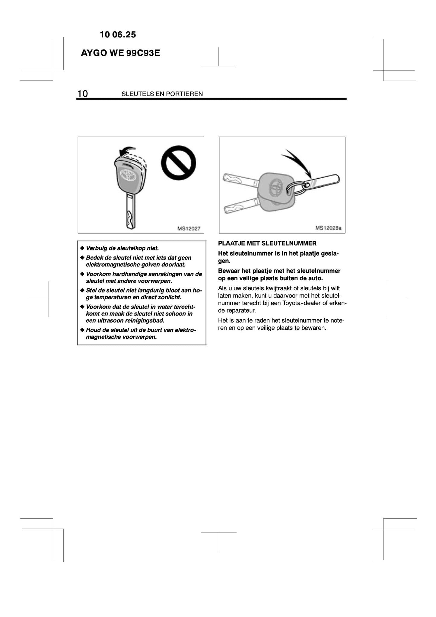 2010-2011 Toyota Aygo Owner's Manual | Dutch