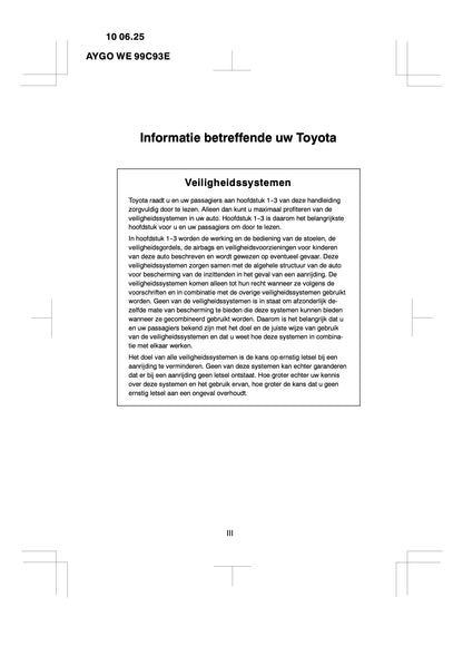 2010-2011 Toyota Aygo Owner's Manual | Dutch