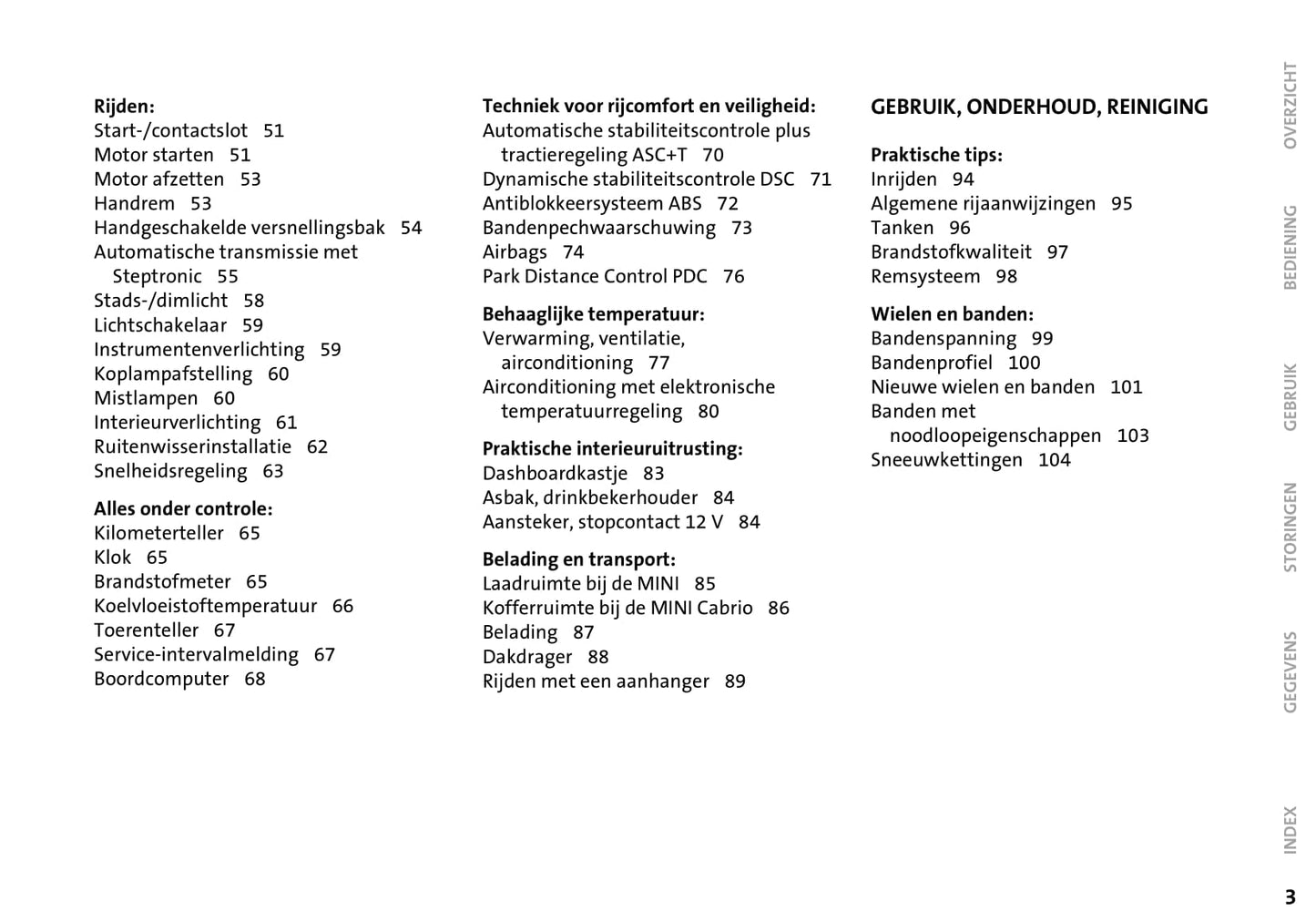 2004-2009 Mini Cabrio Owner's Manual | Dutch