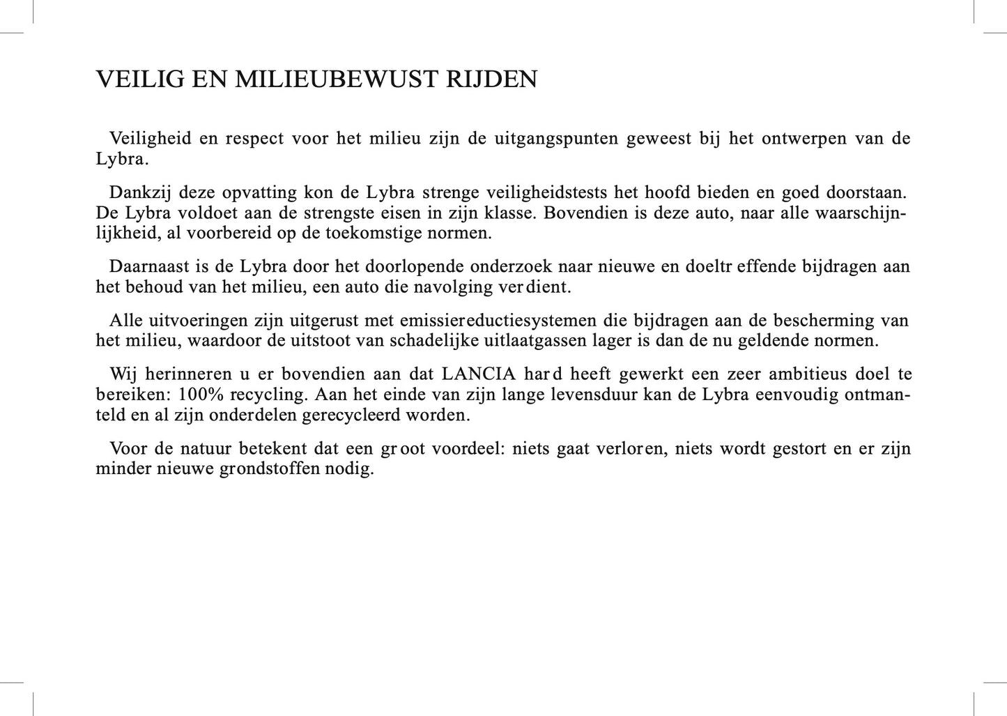 1995-2005 Lancia Lybra Gebruikershandleiding | Nederlands