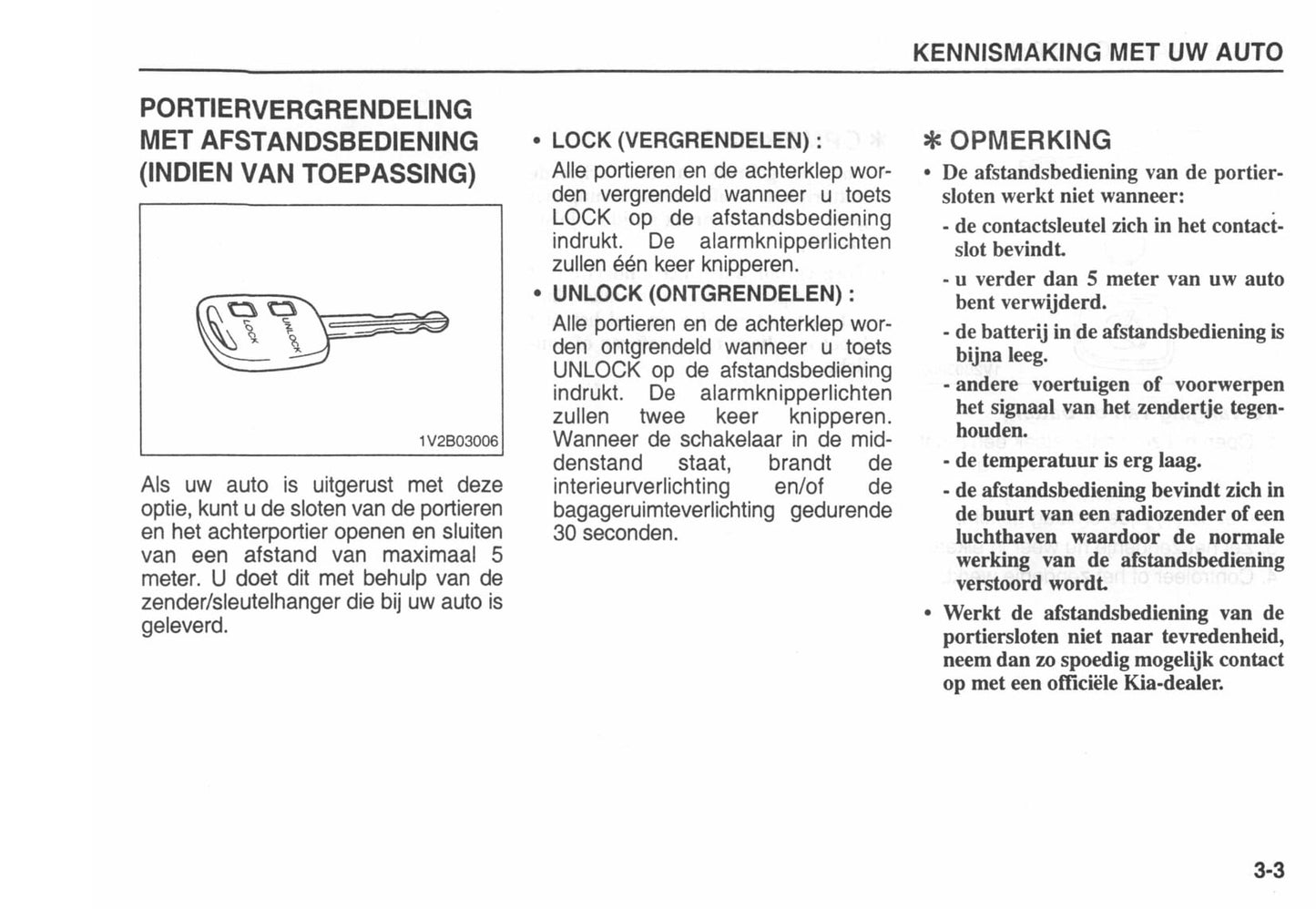 2002-2003 Kia Carens Owner's Manual | Dutch