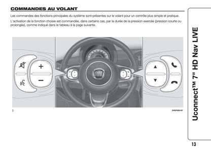 Fiat 500 & 500 Cabrio Uconnect Radio Nav 7.0 Guide d'utilisation 2017 - 2018