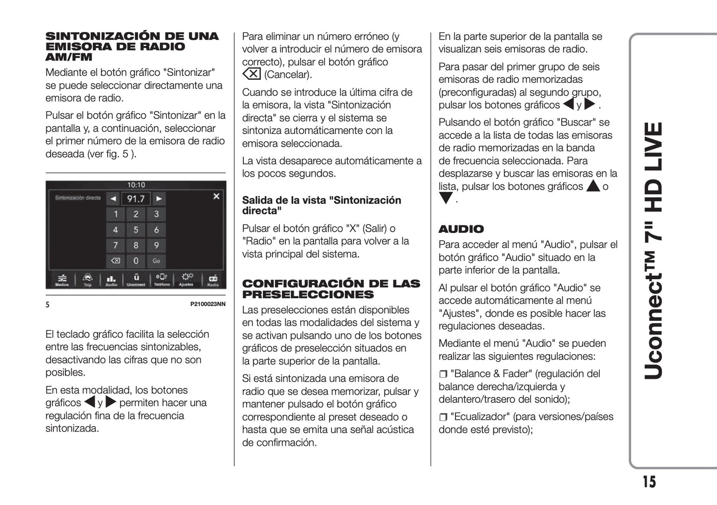 Abarth 595 Uconnect Radio 7.0 Instrucciones 2016 - 2018