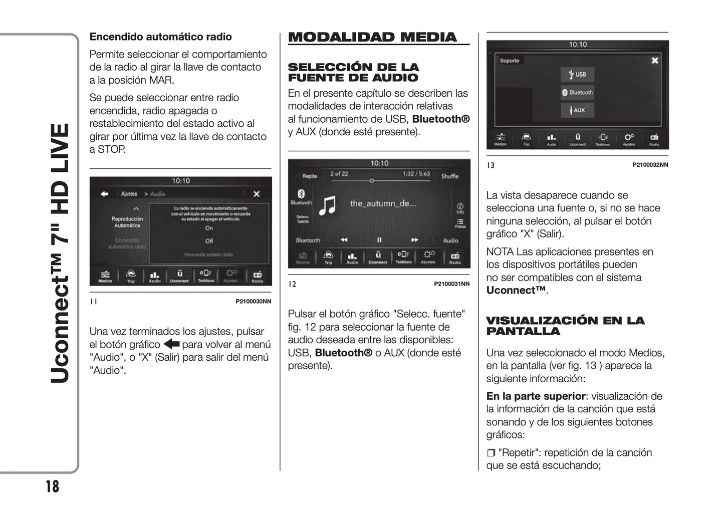 Abarth 595 Uconnect Radio 7.0 Instrucciones 2016 - 2018