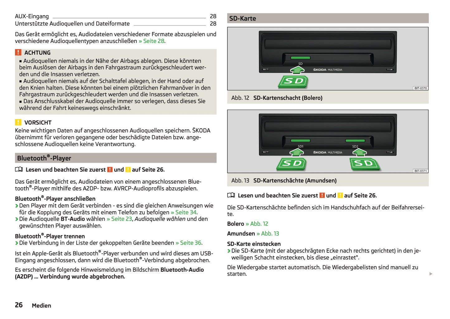 Skoda Amundsen Und Bolero Infotainment Bedienungsanleitung 2013