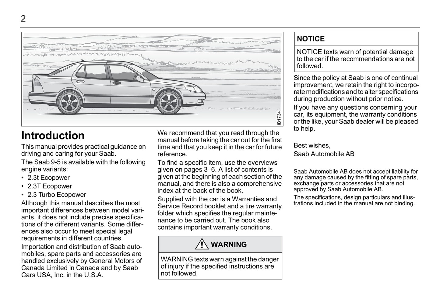 2001-2005 Saab 9-5 Owner's Manual | English