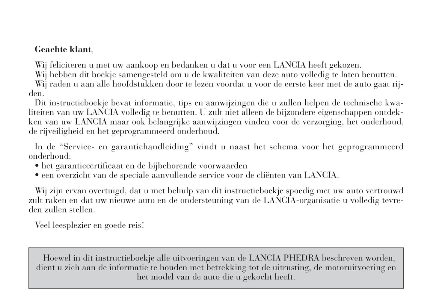 2002-2008 Lancia Phedra Owner's Manual | Dutch