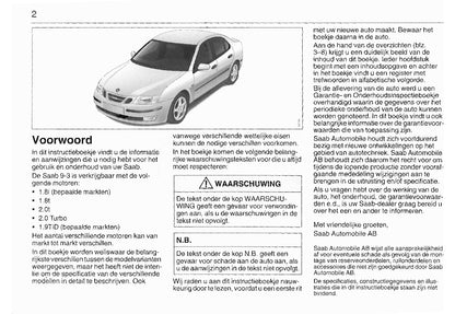 2003-2008 Saab 9-3 Owner's Manual | Dutch