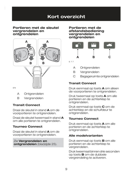 2007-2008 Ford Tourneo/Transit Connect Gebruikershandleiding | Nederlands