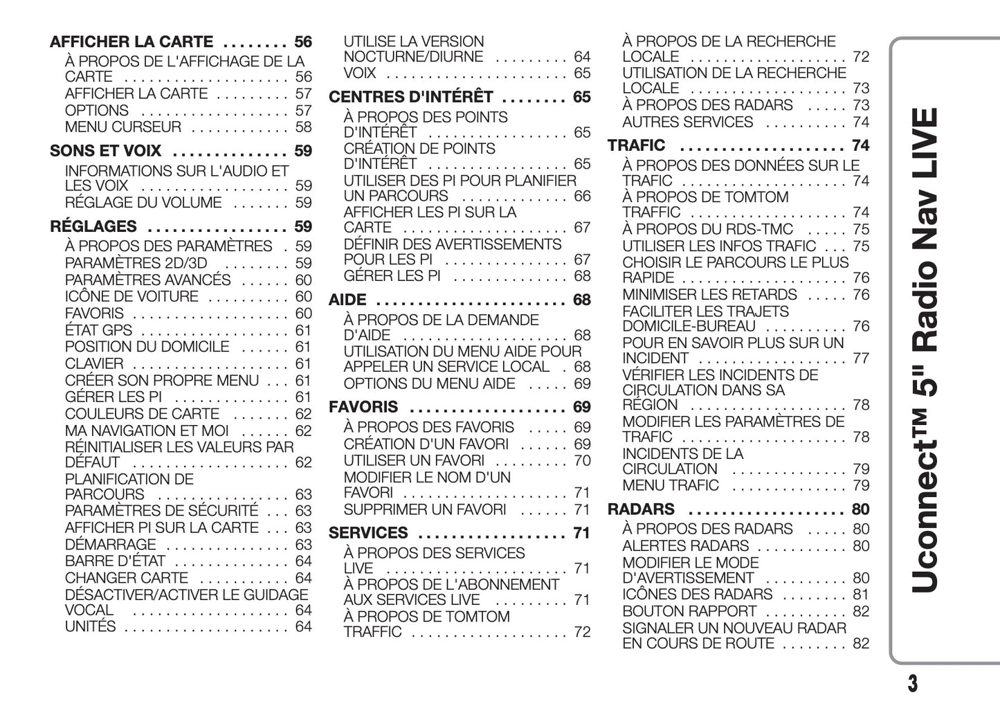 Fiat 500 & 500 Cabrio Uconnect Radio Nav 5.0 Guide d'utilisation 2017 - 2018