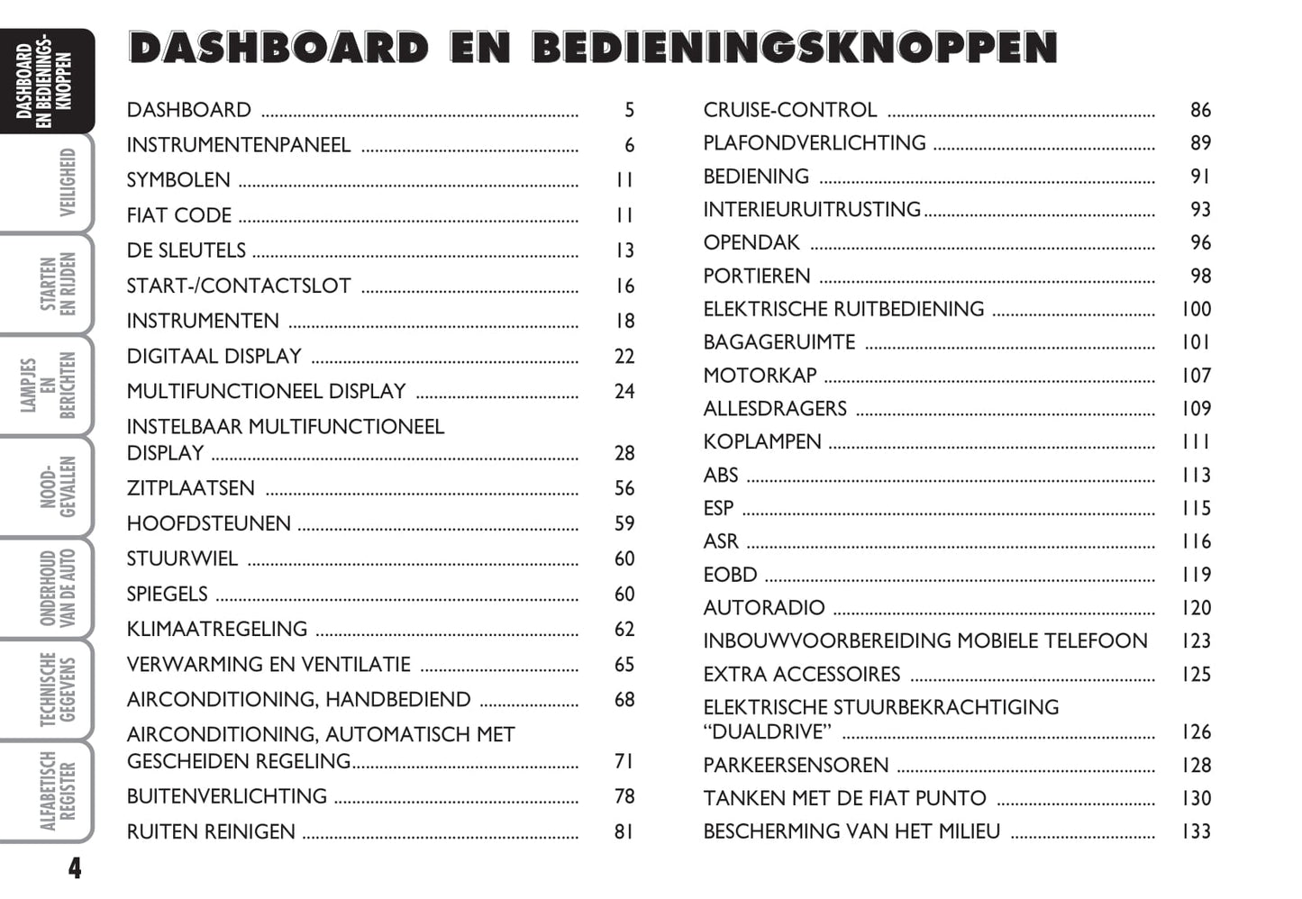 2003-2004 Fiat Punto Bedienungsanleitung | Niederländisch