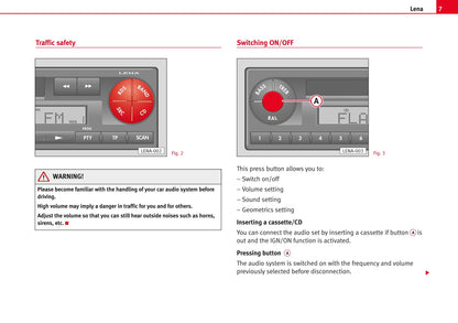 Seat Radio Lena Owners Manual