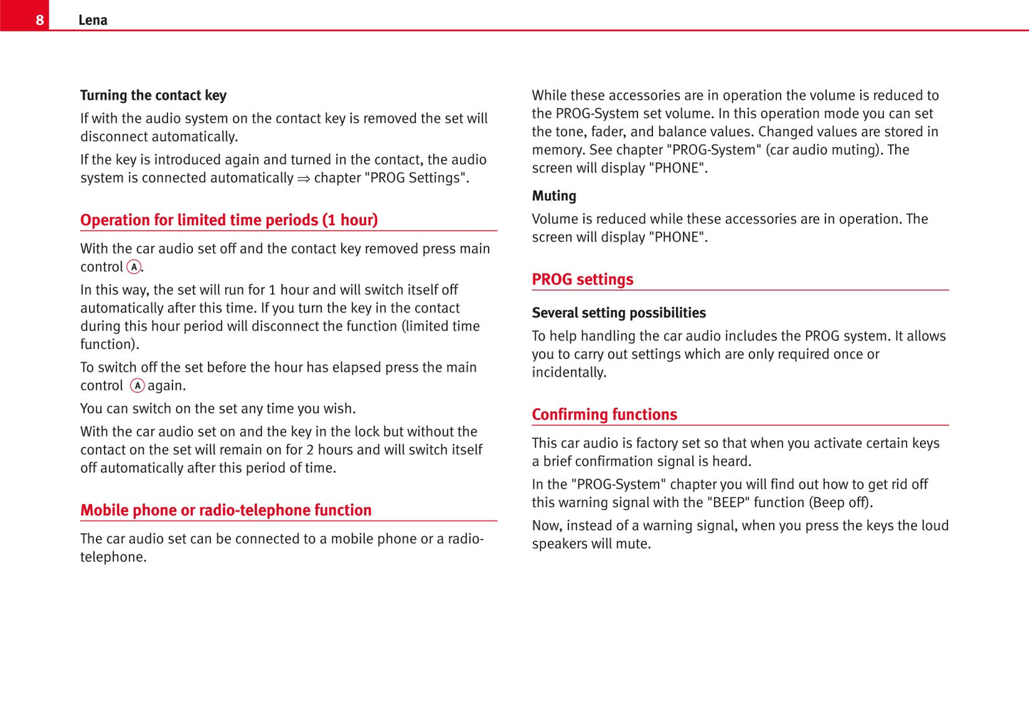 Seat Radio Lena Owners Manual