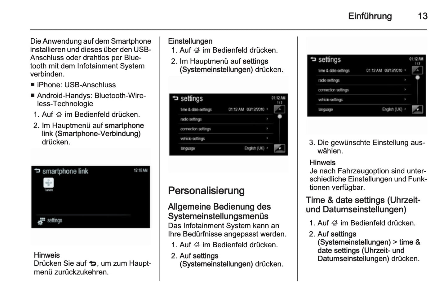 Chevrolet Spark Infotainment Bedienungsanleitung 2013