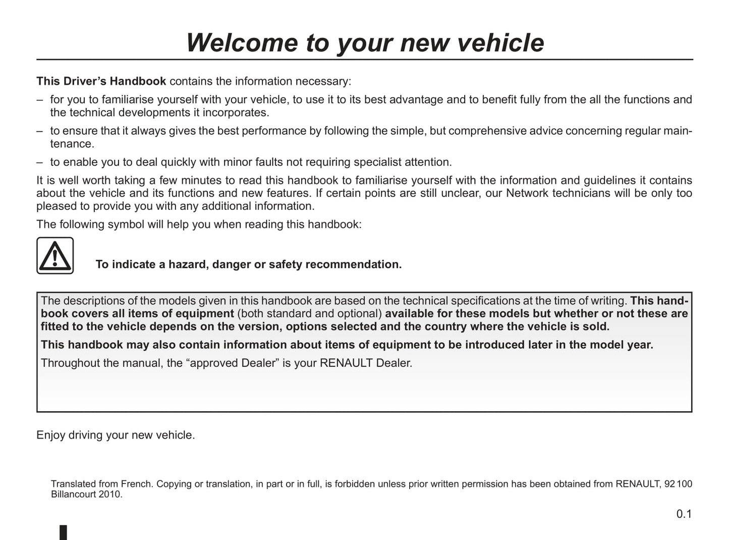 2010-2011 Renault Kangoo Owner's Manual | English