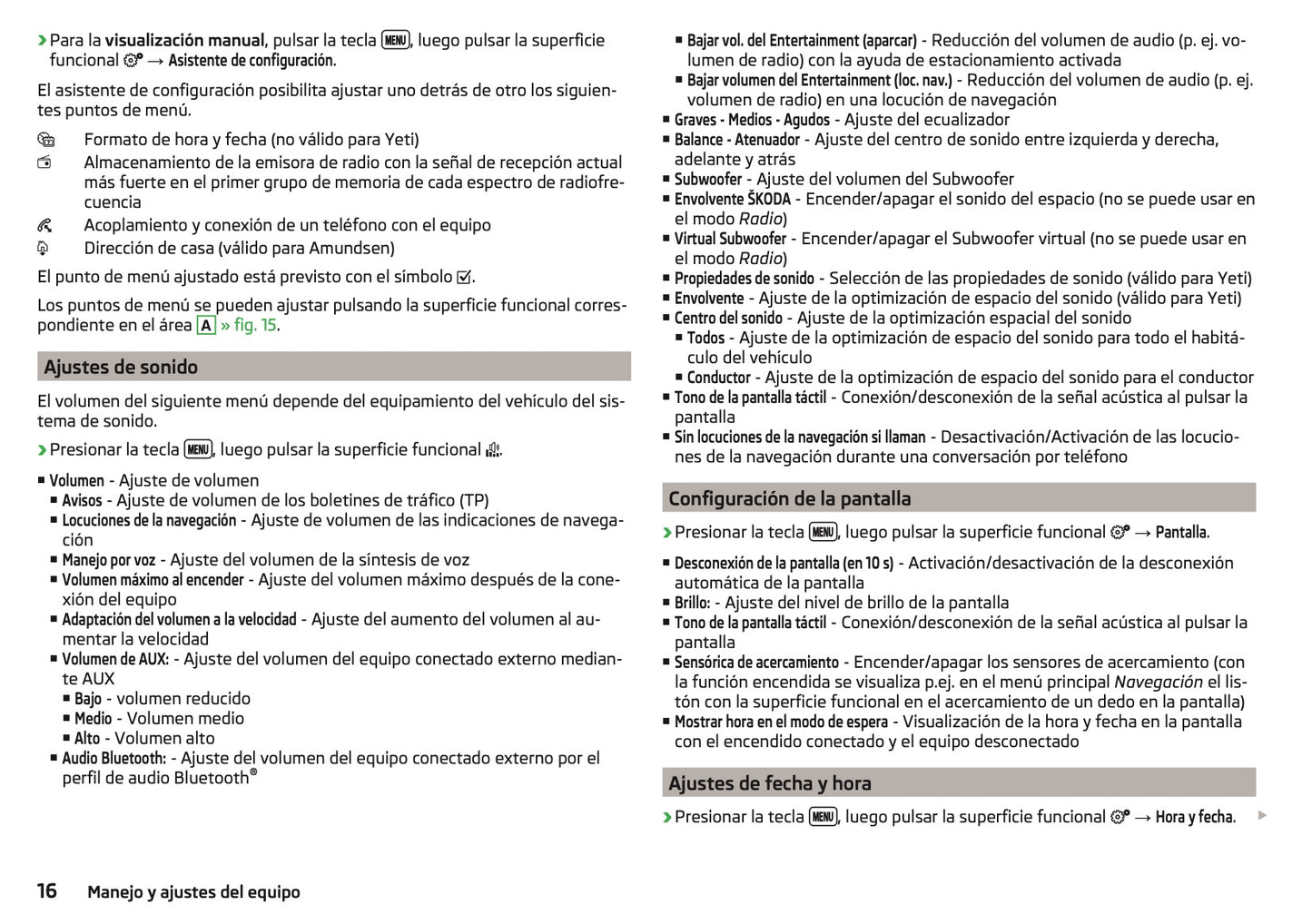 Skoda Admundsen y Bolero Manual de Instrucciones