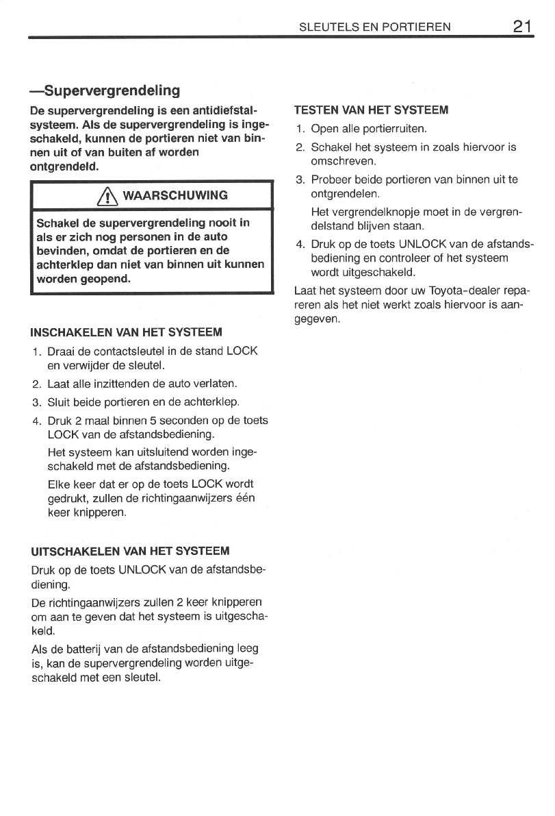 1999-2002 Toyota Celica Owner's Manual | Dutch