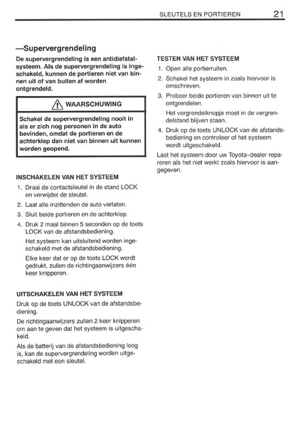 1999-2002 Toyota Celica Owner's Manual | Dutch