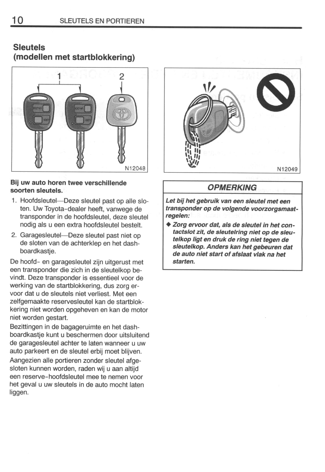 2000-2003 Toyota Avensis Owner's Manual | Dutch