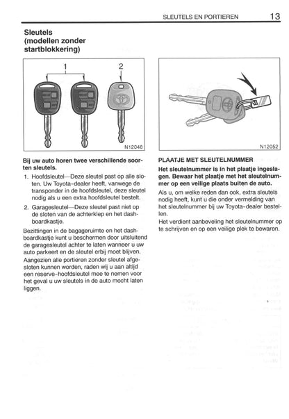 2000-2003 Toyota Avensis Owner's Manual | Dutch