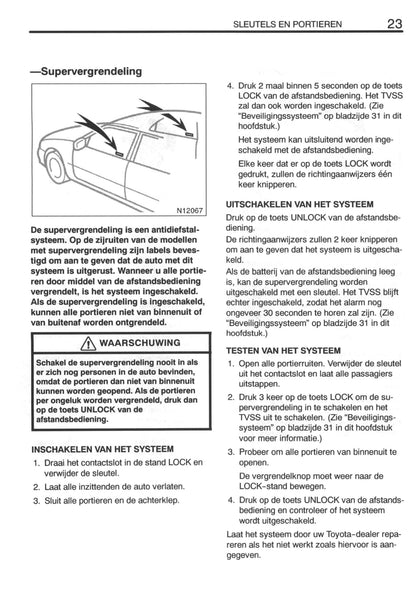 2000-2003 Toyota Avensis Owner's Manual | Dutch