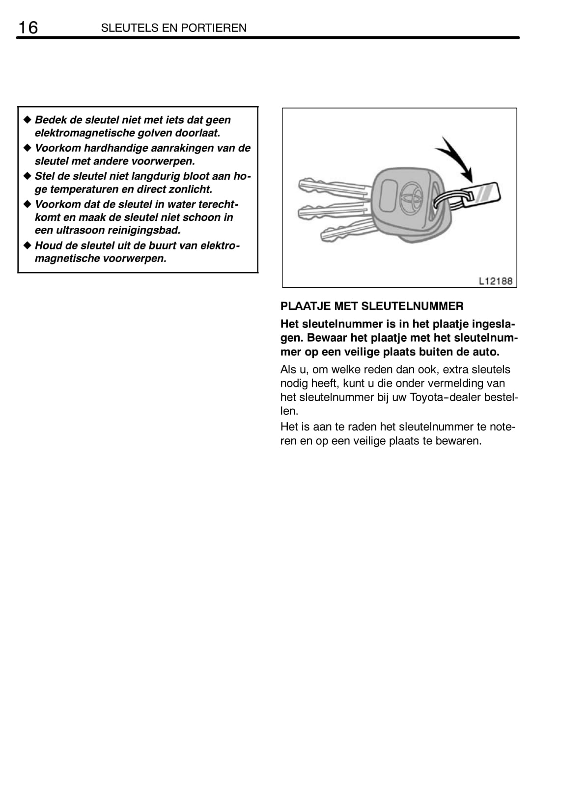 2002-2004 Toyota Camry Owner's Manual | Dutch