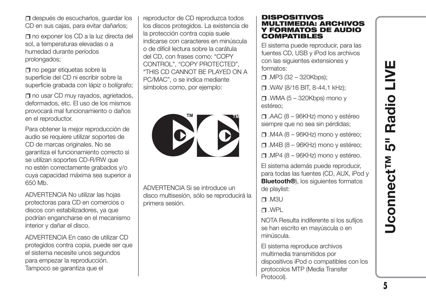 Alfa Romeo Mito Uconnect 5 Radio Live Instrucciones 2016 - 2020