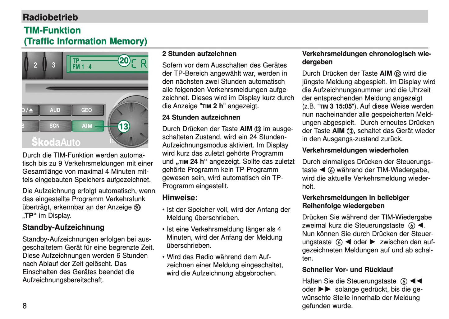 Skoda Autoradio Symphony CD Bedienungsanleitung 2005