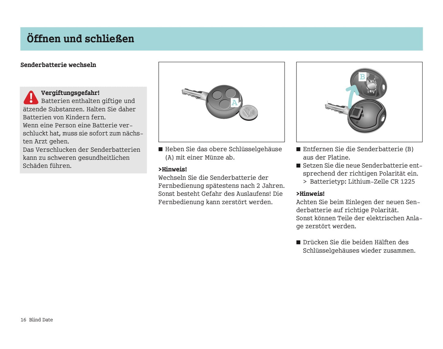 2004-2007 Smart Fortwo Owner's Manual | German