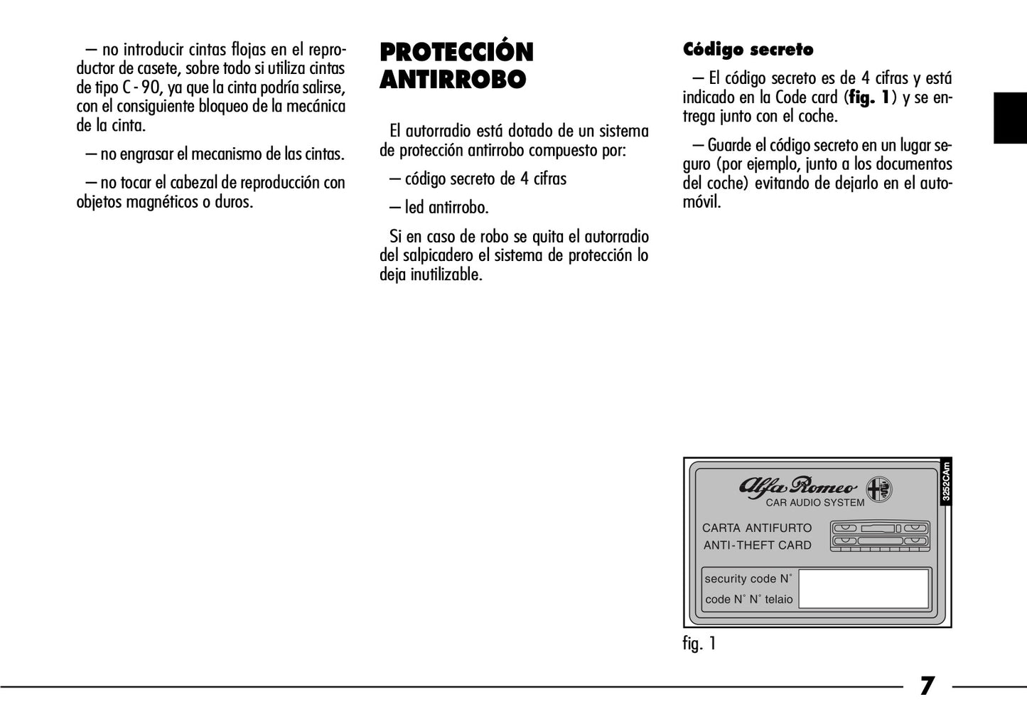 Alfa Romeo Autorradio (Casete) Instrucciones 2004 - 2007