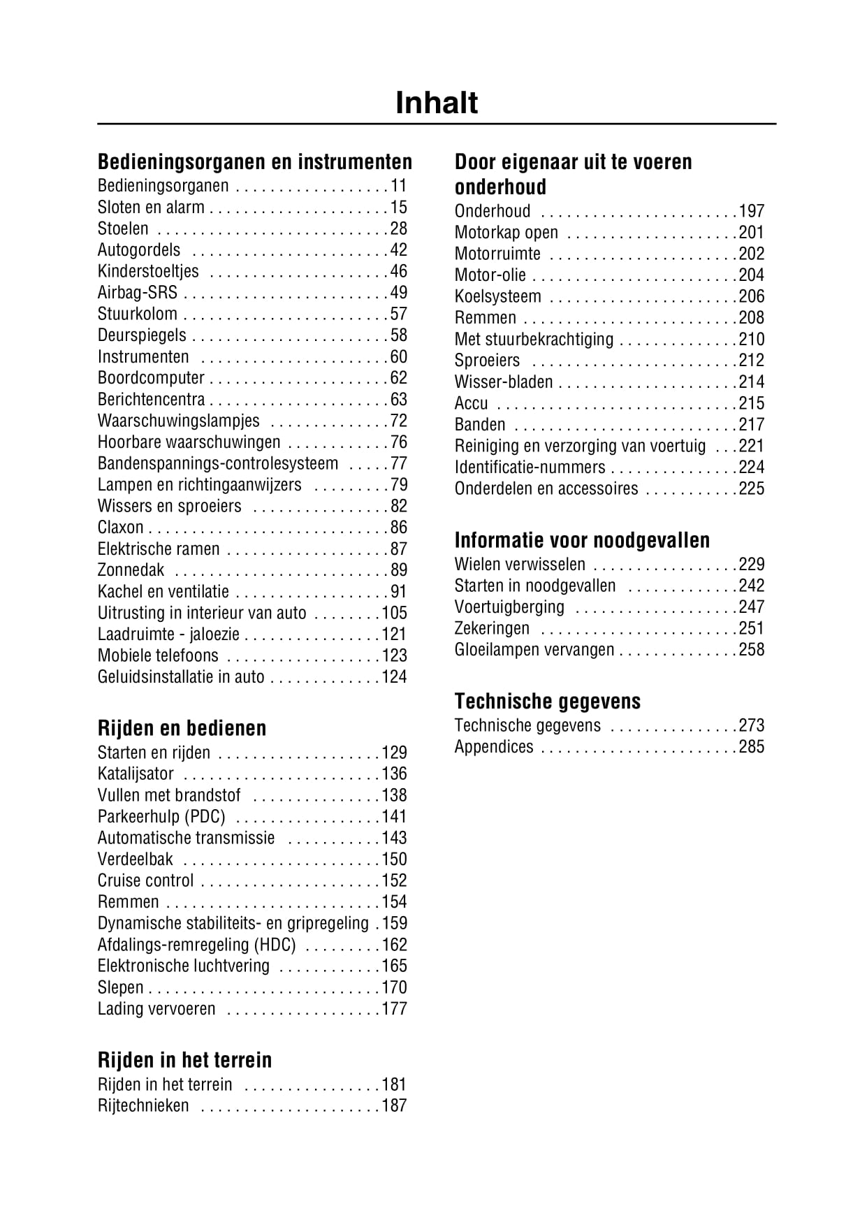 2002-2003 Land Rover Range Rover Owner's Manual | Dutch