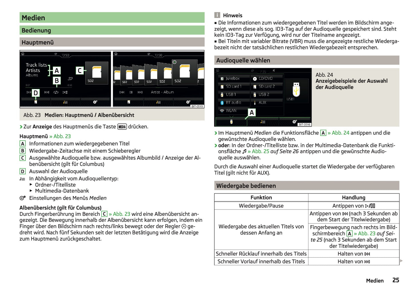 Skoda Columbus, Amundsen Und Bolero Infotainment Bedienungsanleitung 2016