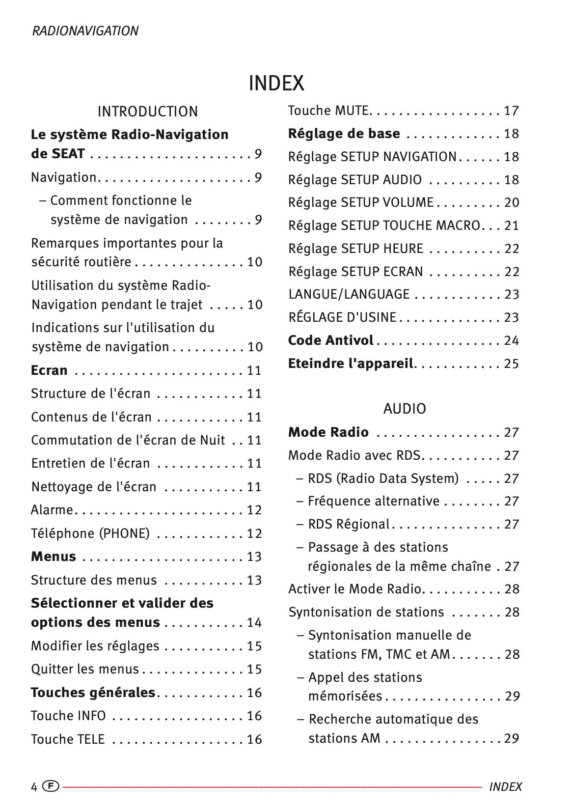 Seat Radio-Navigation Guide d'instructions