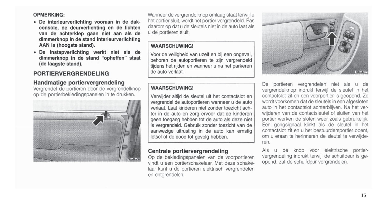 2001-2007 Chrysler Voyager Bedienungsanleitung | Niederländisch