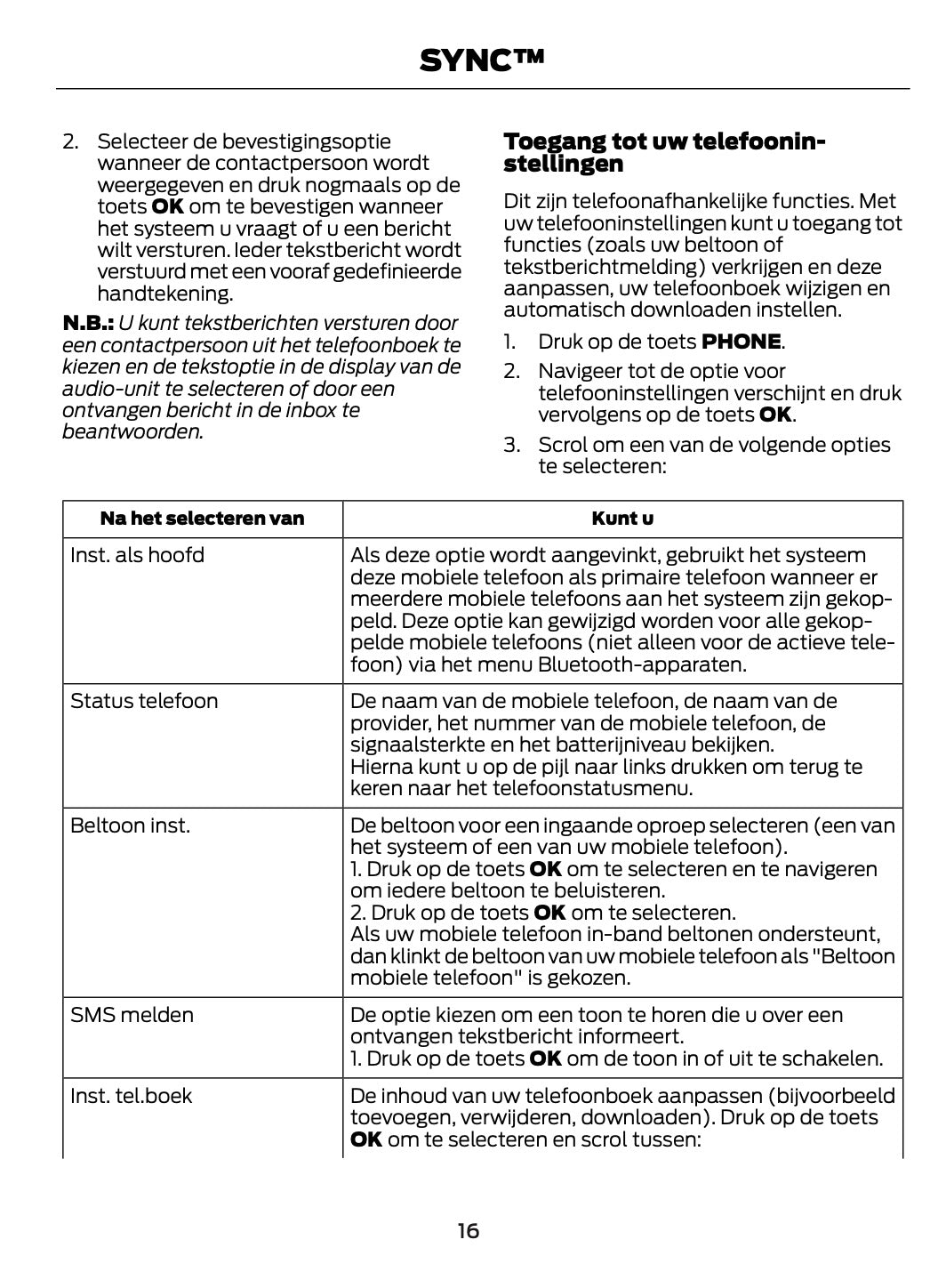 Ford SYNC™ - SYNC™ 2 - SYNC™ 3  Handleiding