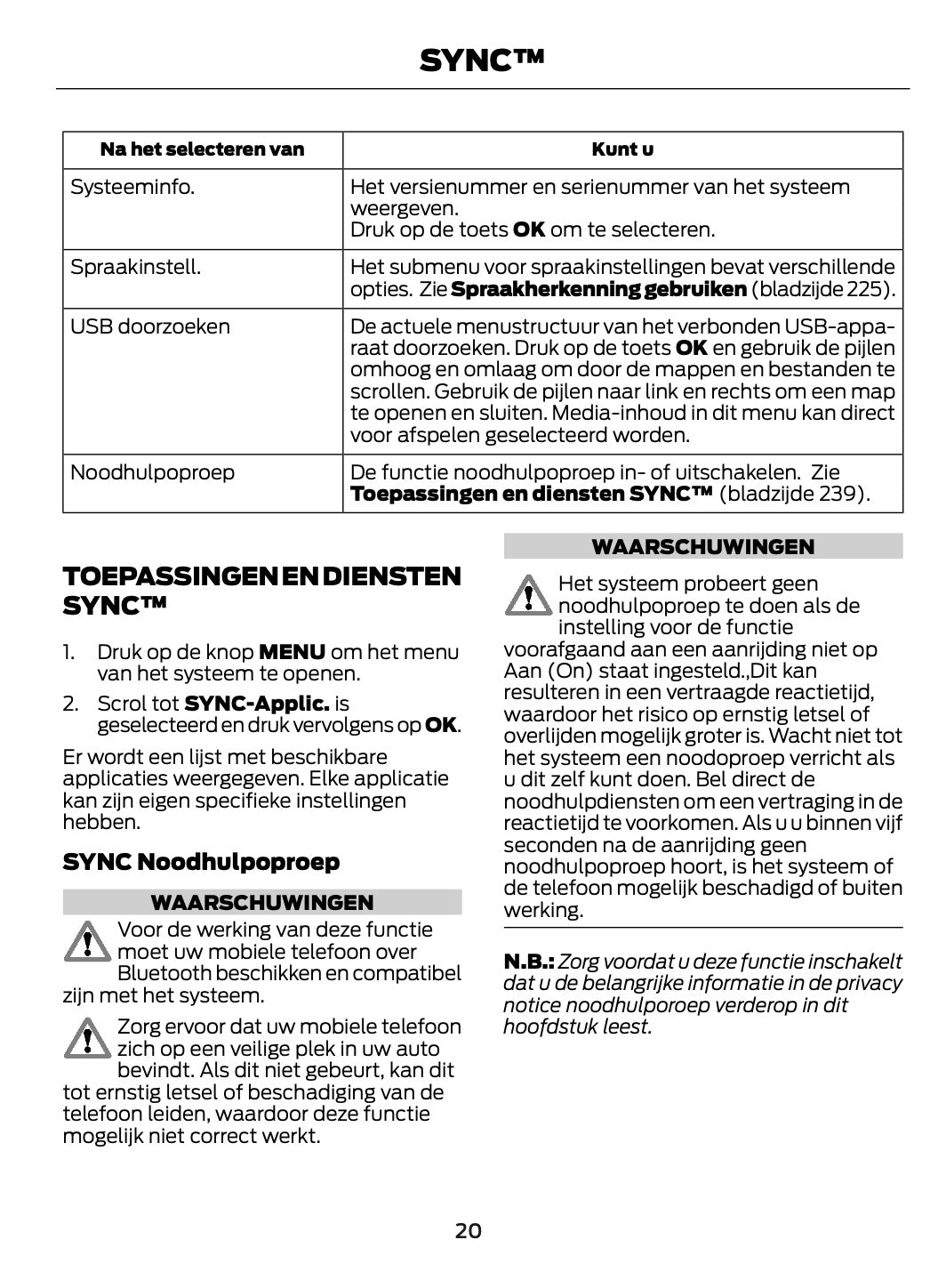 Ford SYNC™ - SYNC™ 2 - SYNC™ 3  Handleiding