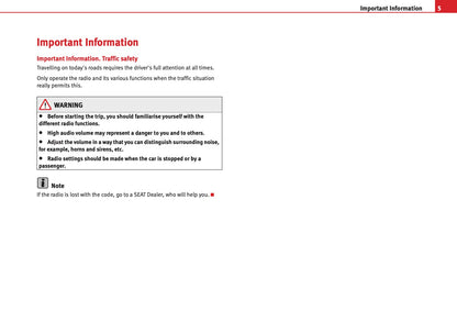 Seat Sound System 1.0 Owners Manual