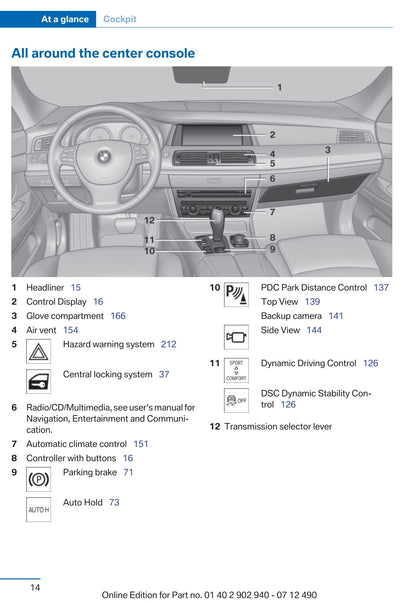 2012 BMW 5 Series Gran Turismo Bedienungsanleitung | Englisch