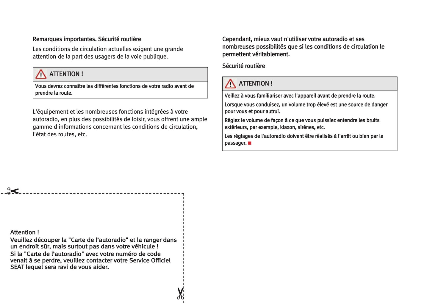 Seat Radio Lena  Guide d'instructions