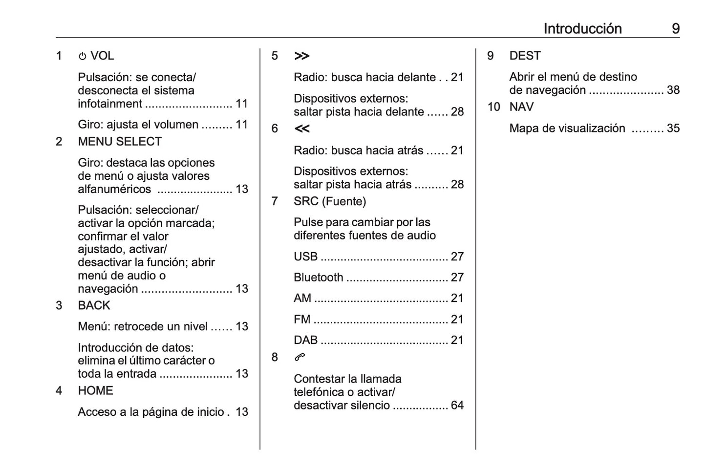 Opel Zafira Manual de infoentretenimiento 2016 - 2019