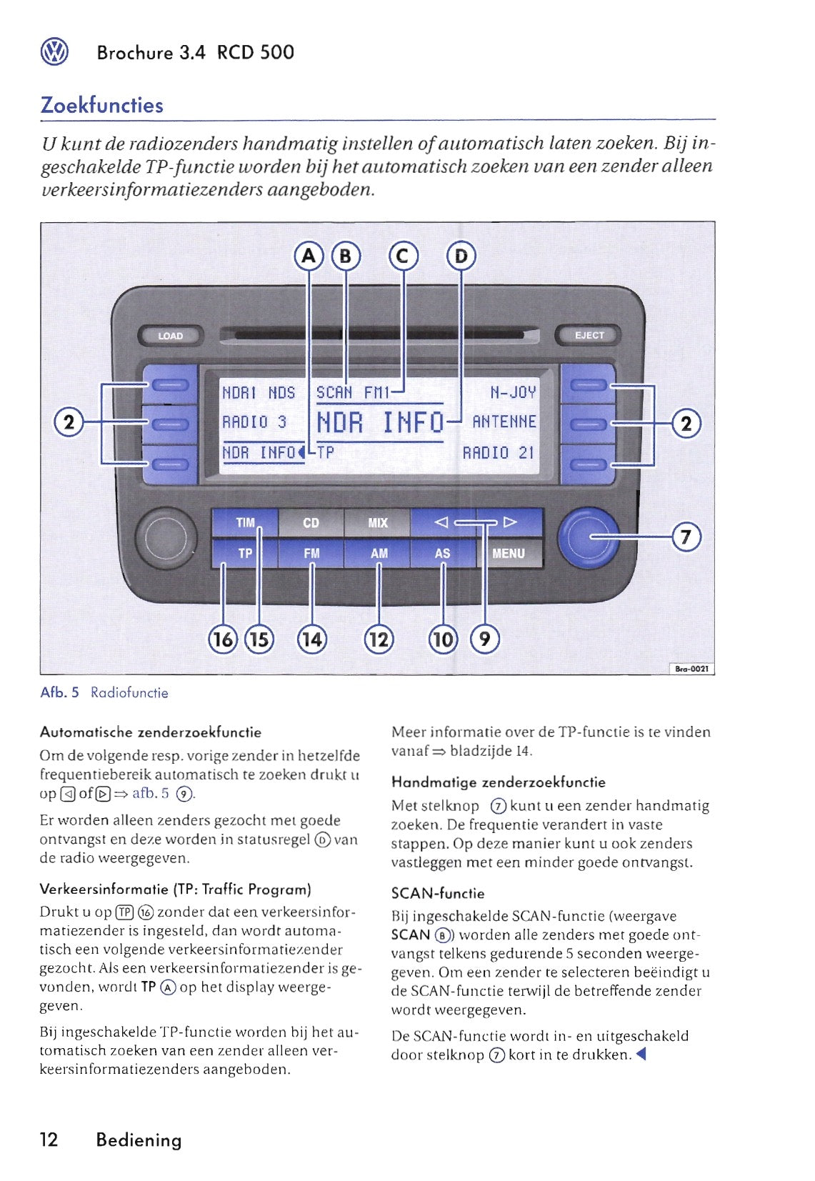 Volkswagen Radio RCD 500 Handleiding 2006