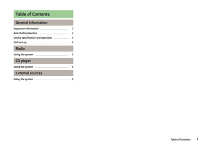 Skoda Radio Blues Owner's Manual 2013