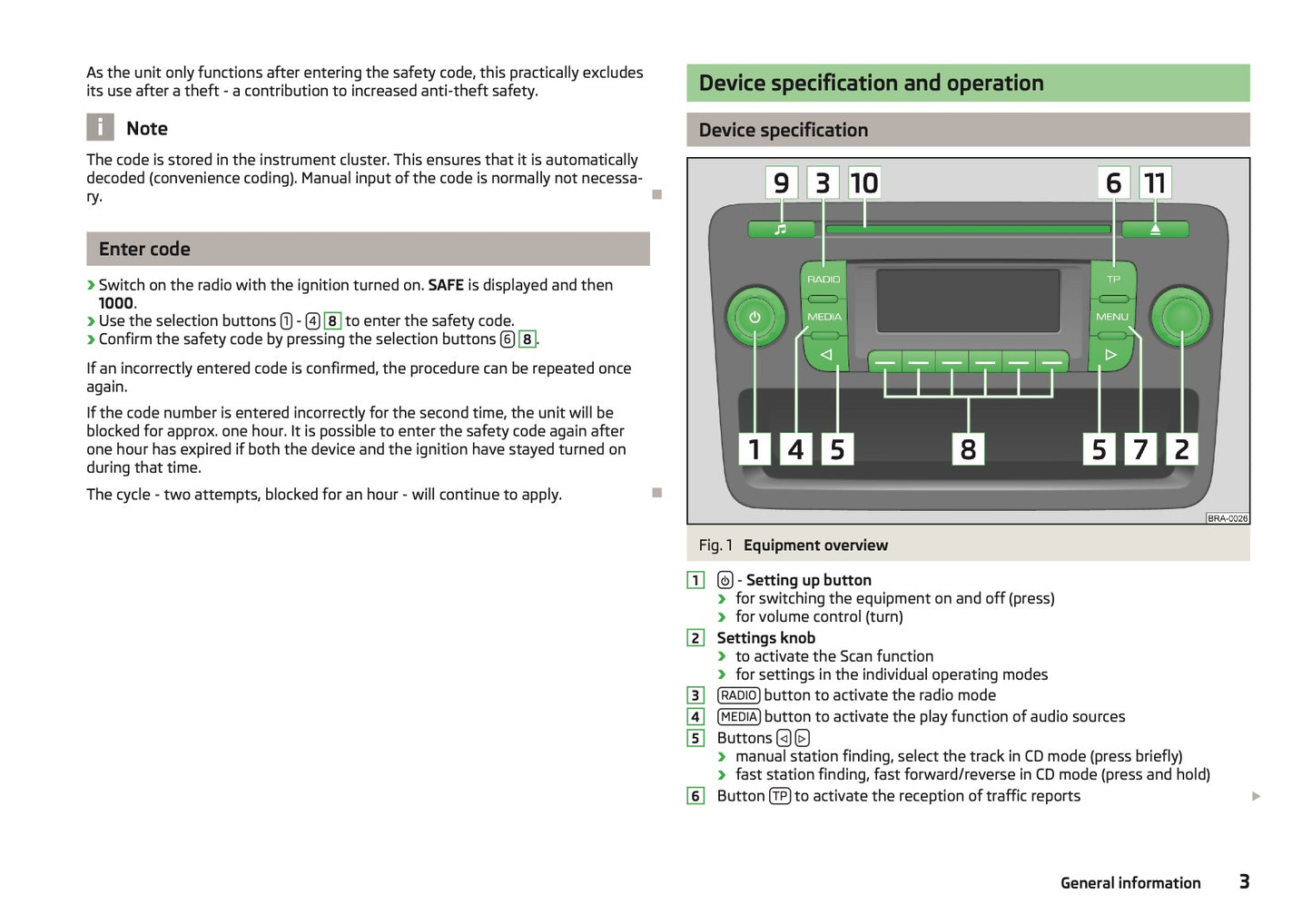 Skoda Radio Blues Owner's Manual 2013