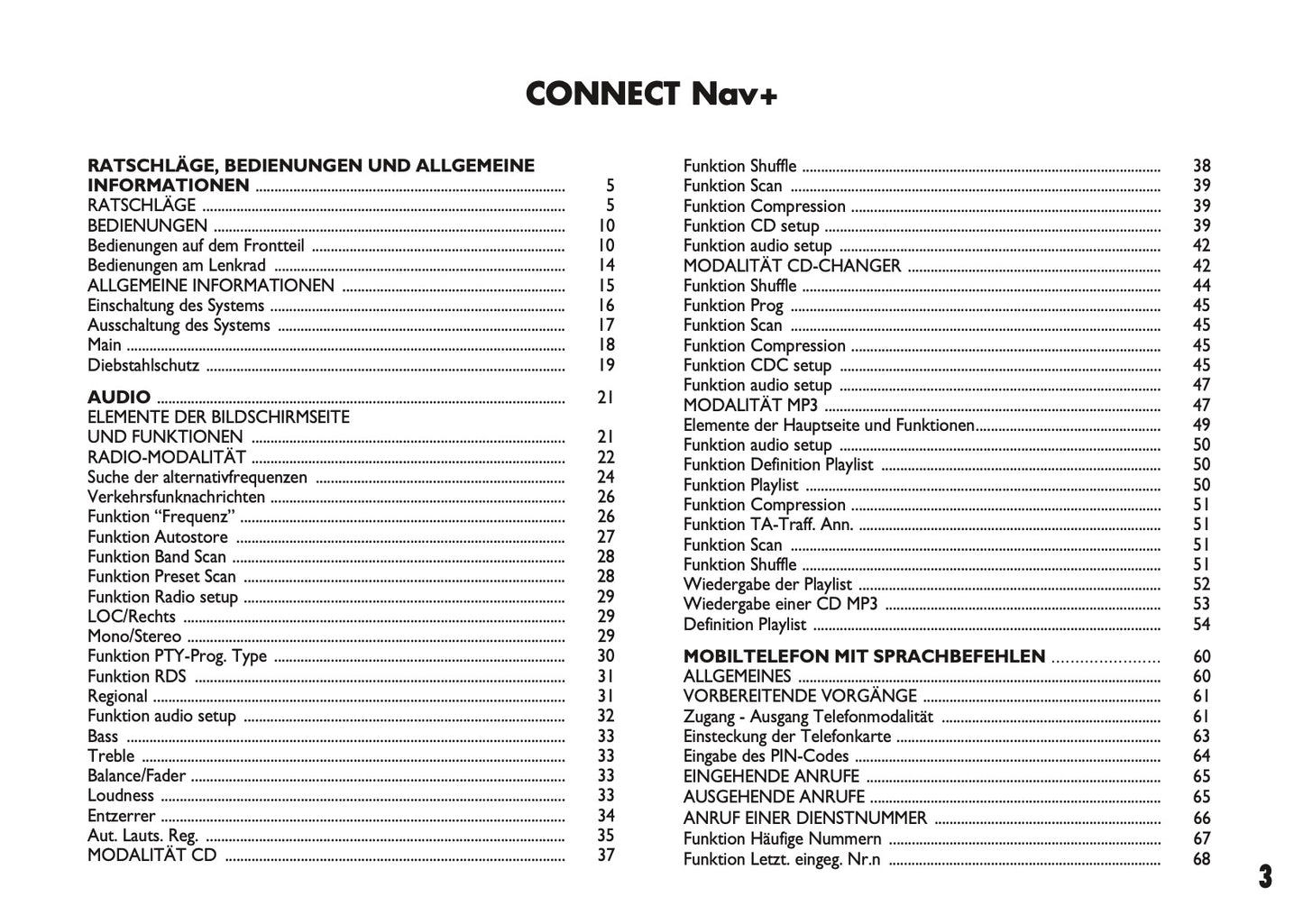 Fiat Panda Connect Nav+ Bedienungsanleitung 2009