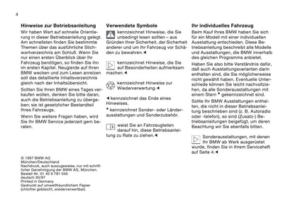 1997-1998 BMW Z3/Z3 M Bedienungsanleitung | Deutsch