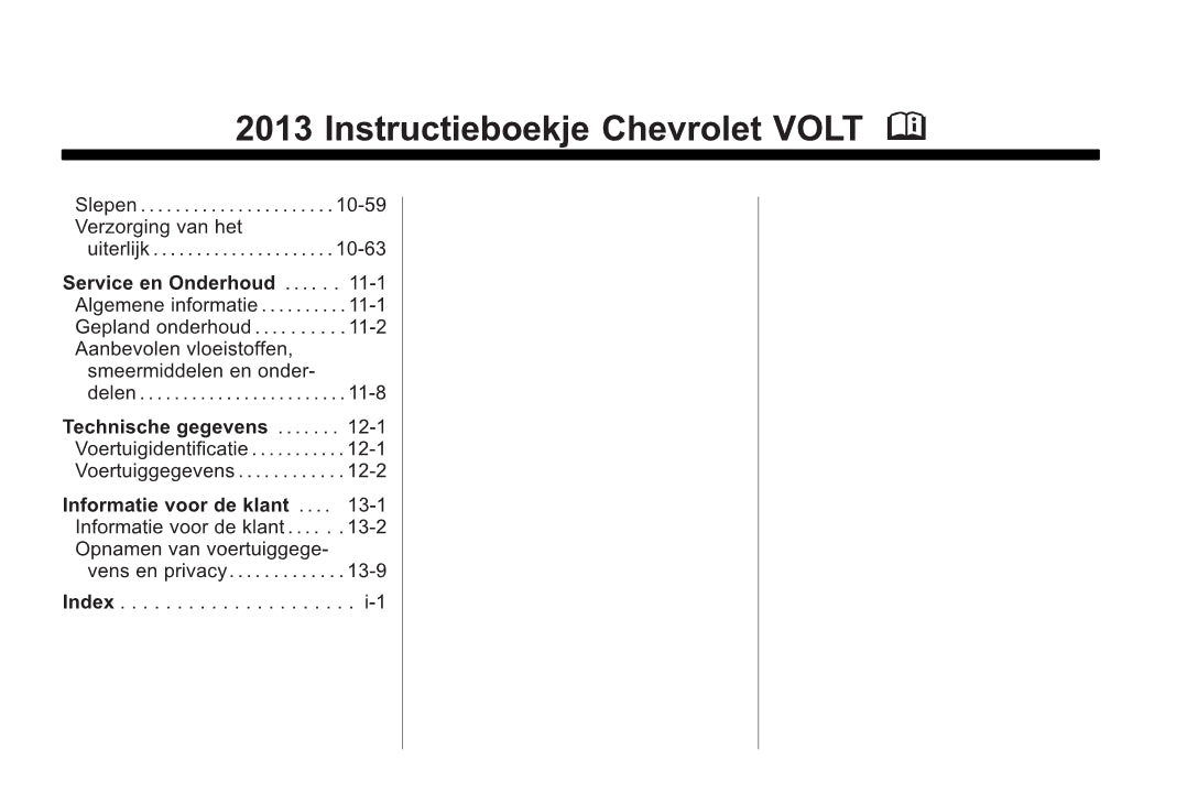 2013 Chevrolet Volt Owner's Manual | Dutch