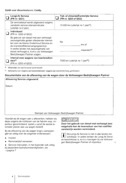 Volkswagen Serviceplan 2011 - Caddy, Transporter, Caravelle, Multivan, Amorak, Crafter, California